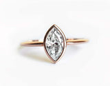 1ct Marquise Cut Diamond Engagement Ring 14k RoseGold Finish Bezel Set Solitaire