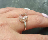 2ct Engagement Ring Oval Cut Peach Morganite Solitaire 14k White Gold Finish