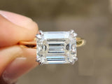 2ct Emerald Cut Diamond Engagement Ring East West Solitaire 14k Yellow Gold Over