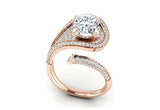 Open Cocktail Bypass Engagement Ring 2.5ct Cushion Cut Diamond 14k RoseGold Over