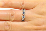 2ct Round Cut Blue Sapphire Wedding Band Ring Infinity Wave 14k WhiteGold Finish