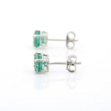 1.2ct Stud Earrings Round Cut Green Emerald Solitaire 14k White Gold Finish