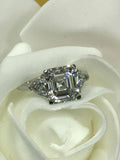 1.3ct Asscher Cut VVS1 Diamond Three Stone Engagement Ring 18k White Gold Finish