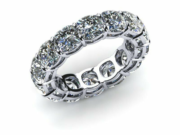 3ct Cushion Diamond Eternity Anniversary Wedding Ring Band 14k White Gold Finish