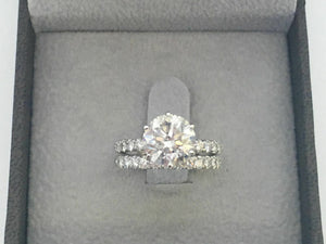 4Ct Round Cut Diamond Bridal Set Band Solitaire with Accents 14K White Gold Over