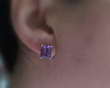 2ct Stud Earrings Pear Cut Purple Amethyst Stylish Floral 14k White Gold Finish