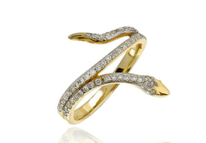 1ct Round Cut Diamond Engagement Ring Snake Design Statement 14k YellowGold Over