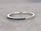 0.8ct Round Cut Blue Sapphire Wedding Band Ring Anniversary 14k White Gold Over