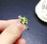 1.6ct Round Green Peridot Diamond Solitaire with Accent Ring 14k White Gold Over