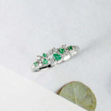 1.5ct Multi Cut Green Emerald Engagement Ring Promise Cluster 14k WhiteGold Over