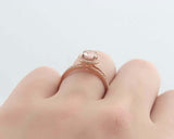 1.7ct Oval Peach Morganite Engagement Ring Split Shank Halo 14k Rose Gold Finish