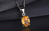 2.3ct Yellow Citrine Pendant Oval Cut Solitaire 14k White Gold Finish NO CHAIN