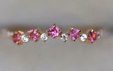 1ct Wedding Band Round Cut Pink Sapphire Curved Stackable 14k Rose Gold Finish