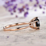 1.2Ct Round Cut Black Diamond Trilogy Women Engagement Ring 14K Rose Gold Finish