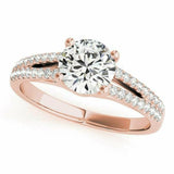 1.9Ct Round Cut Diamond Split Shank Solitaire Engagement Ring 14K Rose Gold Over