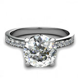 2ct Round Cut Diamond Solitaire w Accents Engagement Ring 14k White Gold Finish