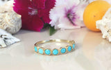 1.2ct Wedding Band Round Cut Blue Turquoise Half Eternity 14k Yellow Gold Finish