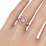 2Ct Cushion Cut Diamond Art Deco Solitaire Engagement Ring 14K Rose Gold Finish