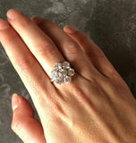 2.6ct Engagement Ring Round Cut Diamond Cluster Floral 14k White Gold Finish