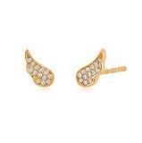 0.6ct Round Cut Moissanite Angel Wing Women Stud Earrings 14k Yellow Gold Plated