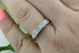 Eternity Wedding Band 0.87ct Round & Baguette Cut Diamond 14k White Gold Finish