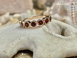 1.5ct Wedding Band Round Cut Red Garnet Milgrain Stackable 14k Rose Gold Finish