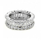 5Ct Baguette Cut Diamond Round Halo Eternity Wedding Band 14K White Gold Finish