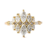 1.2ct Marquise Cut Diamond Engagement Ring 14k Yellow Gold Finish Cluster Flower