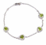 5ct Pear Cut Green Peridot Hollow Stylish Chain Bracelet 14k White Gold Finish