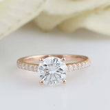 2.1ct Round Cut Diamond Engagement Ring Accents Solitaire 14k Rose Gold Finish