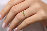 1ct Oval Green Peridot Two Stone Minimalist Engagement Ring 14k Yellow Gold Over