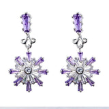 2.1ct Baguette Purple Amethyst Unique Snowflake Drop Earrings 14k WhiteGold Over