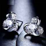 1.5ct Round Cut VVS1D Diamond Flower Design Stud Earrings 14k White Gold Finish