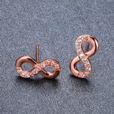 1.2ct Round Cut VVS1D Diamond 8 Shape Design Stud Earrings 14k Rose Gold Finish