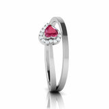 1Ct Heart Cut Pink Ruby Diamond Cute Halo Engagement Ring 14K White Gold Finish