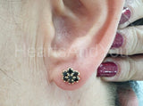 2ct Round Cut Simulated Black Diamond Floral Stud Earrings 14k YellowGold Plated