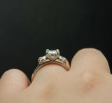 Solitaire Cluster Engagement Ring 2ct Round Cut Diamond 14k White Gold Finish