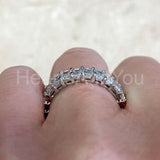 2ct Emerald Simulated Diamond Full Eternity Wedding Band 14k White Gold Plated