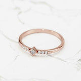 Dainty Minimal Engagement Ring 0.6ct Princess Cut Diamond 14k Rose Gold Finish