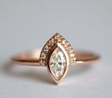 1.3ct Marquise Cut Diamond Engagement Ring 14k Rose Gold Finish Unique Crown