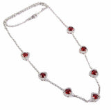 2.4ct Red Garnet Pendant with Chain Pear Cut Partywear 14k White Gold Finish