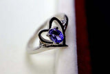 1ct Engagement Ring Oval Cut Tanzanite Bypass Style Heart 14k White Gold Finish