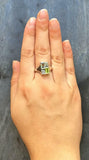 2ct Engagement Ring Emerald Cut Peridot Vintage Inspired 14k White Gold Finish