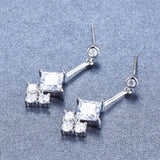 1.6ct Princess Cut VVS1 Diamond Fancy Design Drop Earrings 14k White Gold Finish