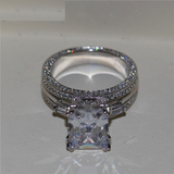 2.3ct Radiant Cut Diamond Engagement Ring 14k White Gold Finish Accent Solitaire