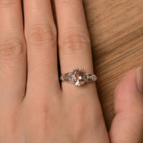 1ct Oval Cut Peach Morganite Fancy Engagement Ring 14k White Gold Finish