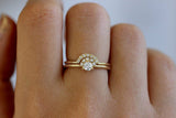 1ct Round Cut Diamond Engagement Ring 14k Yellow Gold Over Pearl Crown Solitaire