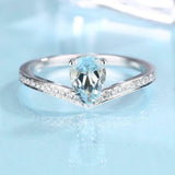 2ct Pear Blue Aquamarine Wedding Band Curved Half Eternity 14k White Gold Finish