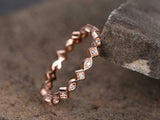 1ct Wedding Ring Band Round Cut Diamond Full Eternity Design 14k RoseGold Finish