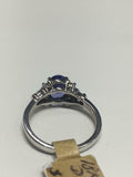 3ct Oval Cut Sapphire Solitaire Step Accent Engagement Ring 14k White Gold Over